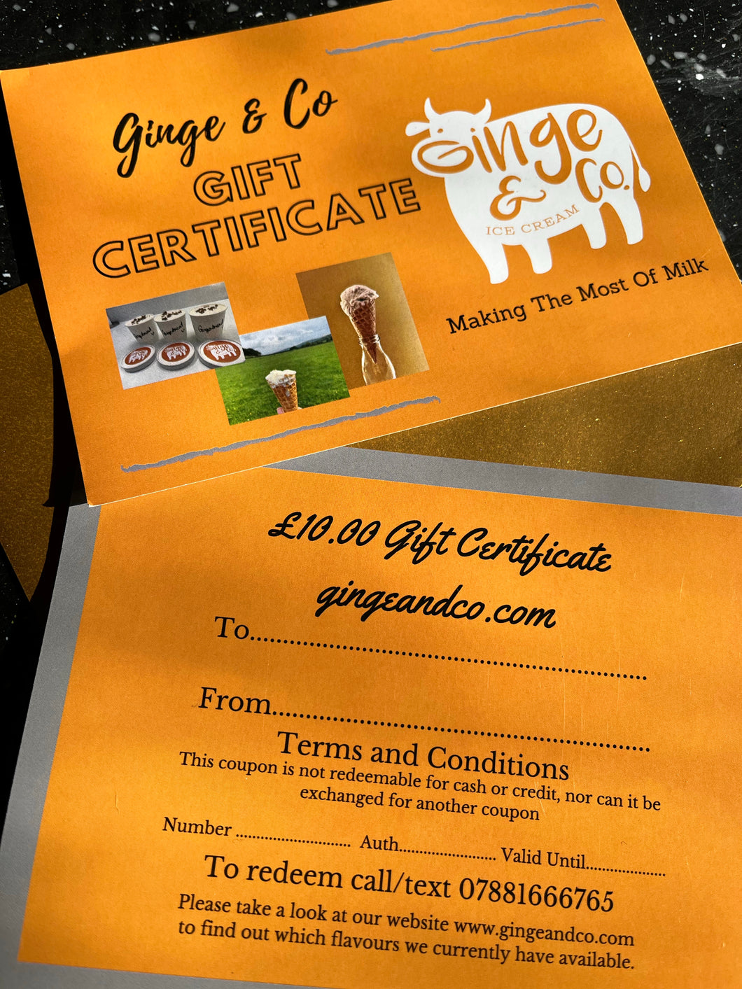 Ginge & Co Ice Cream - eGift Card -online