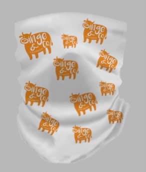 Snood - One Size    White with Orange Logo
